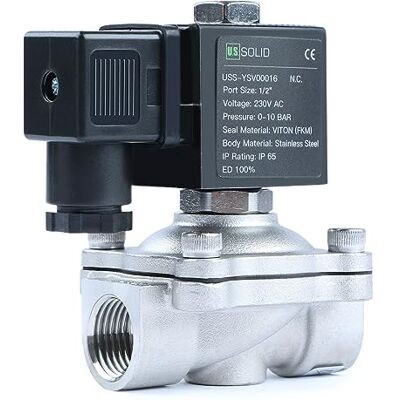 U.S. Solid Électrovanne acier inoxydable G 1/2" 220 V AC normalement fermée NC 10 bar, vanne électrique pour eau, air, diesel, kérosène, essence - Publicité U.S. Solid Électrovanne acier inoxydable G 1/2" 220 V AC normalement fermée NC 10 bar, vanne électrique pour eau, air, diesel, kérosène, essence - Publicité