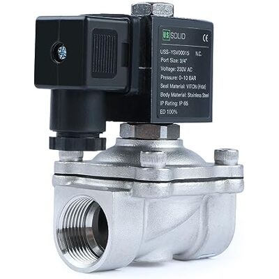 U.S. Solid Électrovanne acier inoxydable G 3/4" 220 V AC normalement fermée NC 10 bar, vanne électrique pour eau, air, diesel, kérosène, essence - Publicité U.S. Solid Électrovanne acier inoxydable G 3/4" 220 V AC normalement fermée NC 10 bar, vanne électrique pour eau, air, diesel, kérosène, essence - Publicité