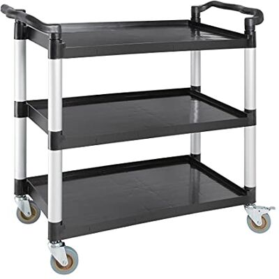 Vogue Grand chariot mobile en polypropylène, noir, capacité de 200 kg, taille : 960 x 520 x 1070 mm, comprend 2 roulettes avec freins et 2 roulettes simples à montage facile, CF102 - Publicité Vogue Grand chariot mobile en polypropylène, noir, capacité de 200 kg, taille : 960 x 520 x 1070 mm, comprend 2 roulettes avec freins et 2 roulettes simples à montage facile, CF102 - Publicité
