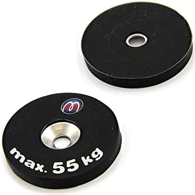 Magnosphere 2 x Base magnétique caoutchouté avec trou de fixation Ø 88 mm Néodyme (NdFeB) Force d'adhérence 55 kg 2 pièces Aimant plat avec caoutchouc antiglisse et trou fraisé - Publicité Magnosphere 2 x Base magnétique caoutchouté avec trou de fixation Ø 88 mm Néodyme (NdFeB) Force d'adhérence 55 kg 2 pièces Aimant plat avec caoutchouc antiglisse et trou fraisé - Publicité