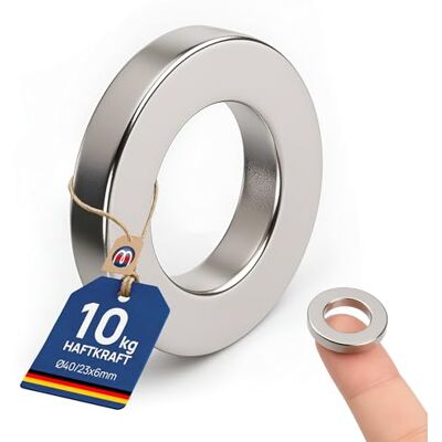 Magnosphere Aimant Anneau magnétique Ø 40/23 x 6 mm Néodyme N42, Níquel Force d'adhérence: 10 kg 1 pièce Aimants puissants en Néodyme (NdFeB) - Publicité Magnosphere Aimant Anneau magnétique Ø 40/23 x 6 mm Néodyme N42, Níquel Force d'adhérence: 10 kg 1 pièce Aimants puissants en Néodyme (NdFeB) - Publicité