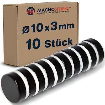 Magnosphere 10 x Aimant rond Disque magnétique Ø 10 x 3mm Néodyme N45, Époxy Force d'adhérence: 2,1 kg 10 pièces Aimants ronds puissants, Disques magnétiques - Publicité Magnosphere 10 x Aimant rond Disque magnétique Ø 10 x 3mm Néodyme N45, Époxy Force d'adhérence: 2,1 kg 10 pièces Aimants ronds puissants, Disques magnétiques - Publicité