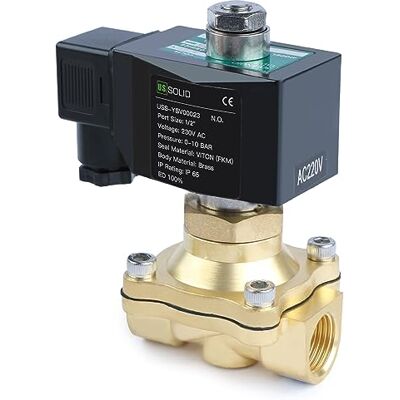 U.S. Solid Électrovanne laiton G 1/2" 220 V AC normalement ouvert 10 bar Solénoïde Valve d'eau électrique pour eau, air, diesel, kérosène et essence - Publicité U.S. Solid Électrovanne laiton G 1/2" 220 V AC normalement ouvert 10 bar Solénoïde Valve d'eau électrique pour eau, air, diesel, kérosène et essence - Publicité