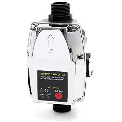 WilTec Pressostat EPC-4 – 105 x 95 x 190 mm – 230 V – 10 bars – Réseaux d’eaux domestiques & Pompes monophasées – Anti-marche à sec - Publicité WilTec Pressostat EPC-4 – 105 x 95 x 190 mm – 230 V – 10 bars – Réseaux d’eaux domestiques & Pompes monophasées – Anti-marche à sec - Publicité