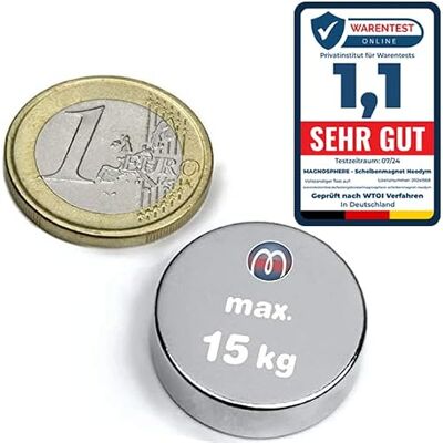 Magnosphere 2 x Aimant rond Disque magnétique Ø 25 x 10 mm Néodyme N40 (NdFeB) Nickelé Force d'adhérence 15 kg 2 pièces Aimants ronds puissants Disques magnétiques - Publicité Magnosphere 2 x Aimant rond Disque magnétique Ø 25 x 10 mm Néodyme N40 (NdFeB) Nickelé Force d'adhérence 15 kg 2 pièces Aimants ronds puissants Disques magnétiques - Publicité