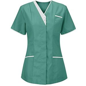 NCQiFei Blouse Médicale Femme Col en V Banche Manche Courte Blouse Uniforme De Travail Tenue Infirmiere Professionnelle Tenue Aide Soignante Esthéticienne Vêtement Tunique avec Poches - Publicité NCQiFei Blouse Médicale Femme Col en V Banche Manche Courte Blouse Uniforme De Travail Tenue Infirmiere Professionnelle Tenue Aide Soignante Esthéticienne Vêtement Tunique avec Poches - Publicité