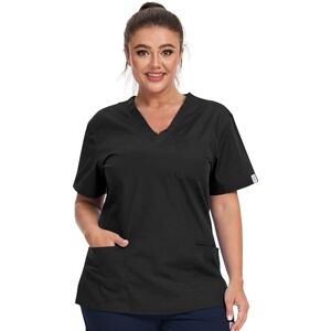 JONATHAN UNIFORM Blouse Medicale Femme Noir 3 Poches Manche Courte, V Col Vêtements Médicals Tenue Aide Soignante Femme Blouse Hopital (Noir, L) - Publicité JONATHAN UNIFORM Blouse Medicale Femme Noir 3 Poches Manche Courte, V Col Vêtements Médicals Tenue Aide Soignante Femme Blouse Hopital (Noir, L) - Publicité