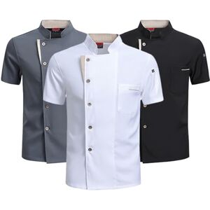 RenDiuJups Veste de Chef d'été Respirante avec Dos en Maille, Uniforme de Restaurant à Manches Courtes for Hommes et Femmes, Tenue de Cuisine légère et rafraîchissante(White,L) - Publicité RenDiuJups Veste de Chef d'été Respirante avec Dos en Maille, Uniforme de Restaurant à Manches Courtes for Hommes et Femmes, Tenue de Cuisine légère et rafraîchissante(White,L) - Publicité