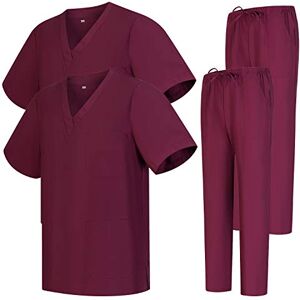 Misemiya Pack * 2 Pcs Ensemble Uniformes Unisexe Blouse Uniforme Médical avec Haut et Pantalon 2-6801-6802 Small, Grenat 68 - Publicité Misemiya Pack * 2 Pcs Ensemble Uniformes Unisexe Blouse Uniforme Médical avec Haut et Pantalon 2-6801-6802 Small, Grenat 68 - Publicité