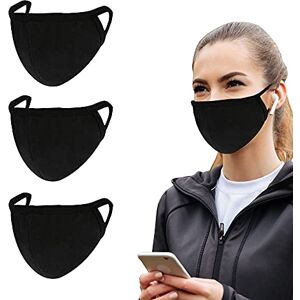 iLondon Lot de 3 masques faciaux noirs en pur coton respirant, réutilisable et lavable pour une utilisation en intérieur et en extérieur avec anti-buée - Publicité iLondon Lot de 3 masques faciaux noirs en pur coton respirant, réutilisable et lavable pour une utilisation en intérieur et en extérieur avec anti-buée - Publicité