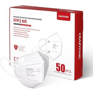 CRAZYCHIC 50x Masque FFP2 NR Blanc Certifié Norme CE EN149 Masque de Protection Respiratoire Haute Filtration 5 Couches Filtrantes Hypoallergénique Emballage individuel Boîte 50 pcs - Publicité CRAZYCHIC 50x Masque FFP2 NR Blanc Certifié Norme CE EN149 Masque de Protection Respiratoire Haute Filtration 5 Couches Filtrantes Hypoallergénique Emballage individuel Boîte 50 pcs - Publicité
