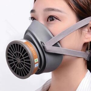 Sosvulix Demi-masque anti-poussière pour vapeurs, sable, amiante, gaz, acide et ammoniaque avec lunettes de sécurité, filtres de protection contre les particules, masques de peintre et plus encore (mini gris + - Publicité Sosvulix Demi-masque anti-poussière pour vapeurs, sable, amiante, gaz, acide et ammoniaque avec lunettes de sécurité, filtres de protection contre les particules, masques de peintre et plus encore (mini gris + - Publicité