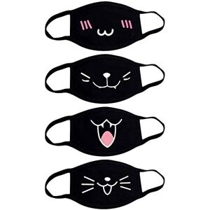 Fashionapple Lot de 4 masques de bouche animés Unisexe En coton Anti-poussière Mode Kawaii mignon Réutilisable Noir avec motif, Lot de 4 A, 4 Stück (1er Pack) - Publicité Fashionapple Lot de 4 masques de bouche animés Unisexe En coton Anti-poussière Mode Kawaii mignon Réutilisable Noir avec motif, Lot de 4 A, 4 Stück (1er Pack) - Publicité