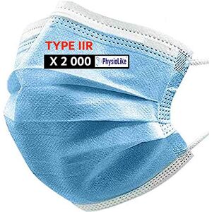 Physiolike 2 000 Type 2R-Masque Chirurgical jetable IIR-Yoniner Marque déposée-CE en 14683:2019-DLUO 09/2022, Bleu, 50 Unité (Lot de 40) Boites - Publicité Physiolike 2 000 Type 2R-Masque Chirurgical jetable IIR-Yoniner Marque déposée-CE en 14683:2019-DLUO 09/2022, Bleu, 50 Unité (Lot de 40) Boites - Publicité