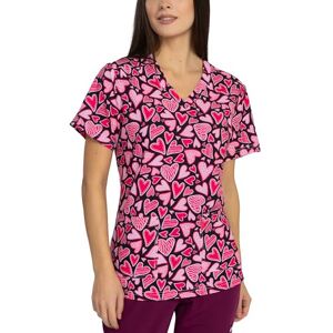 B-well Blouse médicale avec imprimé, manches courtes et col en V avec Spandex Uniformes médicaux et blouses, Cœurs roses, 3XL - Publicité B-well Blouse médicale avec imprimé, manches courtes et col en V avec Spandex Uniformes médicaux et blouses, Cœurs roses, 3XL - Publicité