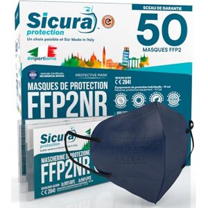 SICURA MASCHERINE CHIRURGICHE 50 masques FFP2 certifiés CE BLEU avec élastiques noirs Logo en relief SICURA BFE ≥99% Fabriqué en Italie Masques FFP2 SANITISÉS et scellés individuellement - Publicité SICURA MASCHERINE CHIRURGICHE 50 masques FFP2 certifiés CE BLEU avec élastiques noirs Logo en relief SICURA BFE ≥99% Fabriqué en Italie Masques FFP2 SANITISÉS et scellés individuellement - Publicité
