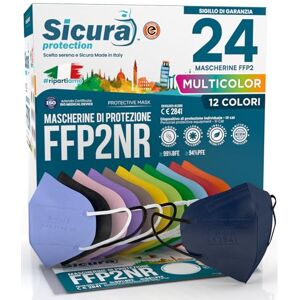 SICURA MASCHERINE CHIRURGICHE 24 masques FFP2 certifiés CE Made in Italy BFE ≥99% Mix 12 Couleurs Bleu, Orange, Rouge, Noir, Bleu, Vert, Vert pomme, Jaune, Tourterelle, Violet, Rose, Lavande - Publicité SICURA MASCHERINE CHIRURGICHE 24 masques FFP2 certifiés CE Made in Italy BFE ≥99% Mix 12 Couleurs Bleu, Orange, Rouge, Noir, Bleu, Vert, Vert pomme, Jaune, Tourterelle, Violet, Rose, Lavande - Publicité