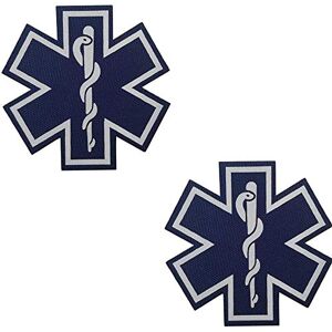 ODSS Lot de 2 écussons médicaux réfléchissants EMT EMS Étoile de vie médicale brodée avec crochet au dos pour vêtements 7 cm (B) - Publicité