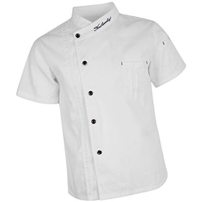 Sharplace Blouse de Cuisinier Sergé Veste de Cuisinier Unisexe Manches Courtes, Rouge/Noir/Blanc, M-3XL Blanc, 3XL - Publicité Sharplace Blouse de Cuisinier Sergé Veste de Cuisinier Unisexe Manches Courtes, Rouge/Noir/Blanc, M-3XL Blanc, 3XL - Publicité