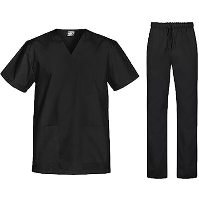 B-well Uniforme Médicale Unisexes Ensemble: Haut et Pantalons + Blouse Medicale Femme/Homme Tenue Aide Soignante Professionnelle Noir XL - Publicité B-well Uniforme Médicale Unisexes Ensemble: Haut et Pantalons + Blouse Medicale Femme/Homme Tenue Aide Soignante Professionnelle Noir XL - Publicité