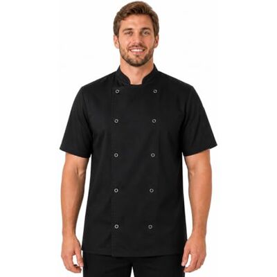 BWOLF Veste de cuisinier unisexe pour femme Noir/blanc Vêtements de cuisine professionnels Uniforme à manches courtes, Noir1, XXXL - Publicité BWOLF Veste de cuisinier unisexe pour femme Noir/blanc Vêtements de cuisine professionnels Uniforme à manches courtes, Noir1, XXXL - Publicité