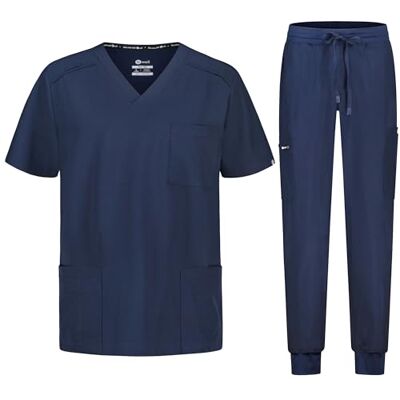 B-well Matteo Uniforme Médicale Homme Ensemble: Haut et Pantalons Jogger + Blouse Medicale Homme Vêtement Médical avec élasthanne, Bleu, M - Publicité B-well Matteo Uniforme Médicale Homme Ensemble: Haut et Pantalons Jogger + Blouse Medicale Homme Vêtement Médical avec élasthanne, Bleu, M - Publicité