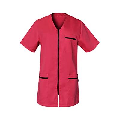 SNV Tunique médicale femme Manches courtes. Blouse médicale avec fermeture glissière noire 3 poches avec parement originale multi rangement Taille du XS au XXXL (Rose, 3XL) - Publicité SNV Tunique médicale femme Manches courtes. Blouse médicale avec fermeture glissière noire 3 poches avec parement originale multi rangement Taille du XS au XXXL (Rose, 3XL) - Publicité
