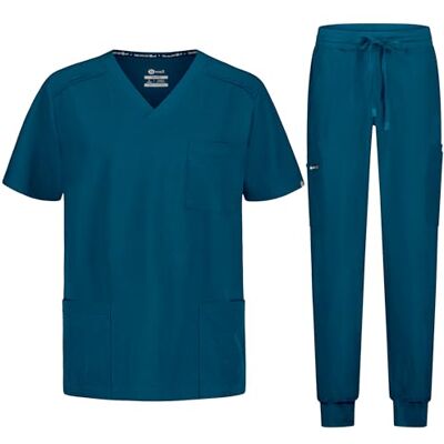 B-well Matteo Uniforme Médicale Homme Ensemble: Haut et Pantalons Jogger + Blouse Medicale Homme Vêtement Médical avec élasthanne, Vert des Caraïbes, 3XL - Publicité B-well Matteo Uniforme Médicale Homme Ensemble: Haut et Pantalons Jogger + Blouse Medicale Homme Vêtement Médical avec élasthanne, Vert des Caraïbes, 3XL - Publicité
