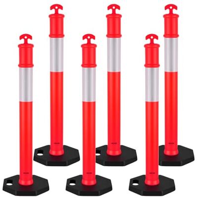 VEVOR Poteau de Signalisation 6PCs 114 cm, Balise de Délimitation avec Base Lestée et Bandes Réfléchissantes, Délinéateur de Circulation pour Contrôle des Foules, Chantier Stationnement, Rouge - Publicité VEVOR Poteau de Signalisation 6PCs 114 cm, Balise de Délimitation avec Base Lestée et Bandes Réfléchissantes, Délinéateur de Circulation pour Contrôle des Foules, Chantier Stationnement, Rouge - Publicité