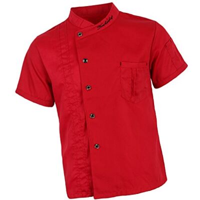 Sharplace Blouse de Cuisinier Sergé Veste de Cuisinier Unisexe Manches Courtes, Rouge/Noir/Blanc, M-3XL Rouge, M - Publicité Sharplace Blouse de Cuisinier Sergé Veste de Cuisinier Unisexe Manches Courtes, Rouge/Noir/Blanc, M-3XL Rouge, M - Publicité