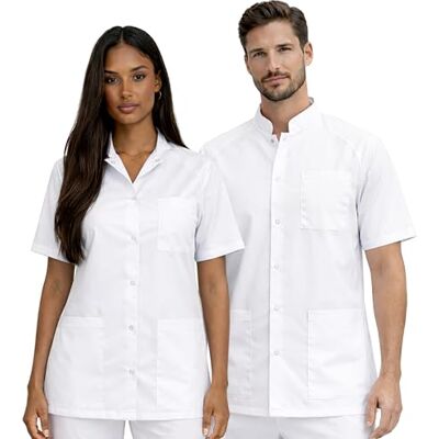 SRC Création Blouse Tunique médicale Blanche Mixte – Polycoton 65/35 – Oeko-TEX – Col Mao et Manches Courtes XXL 5 Blanc Lot de 3 - Publicité SRC Création Blouse Tunique médicale Blanche Mixte – Polycoton 65/35 – Oeko-TEX – Col Mao et Manches Courtes XXL 5 Blanc Lot de 3 - Publicité
