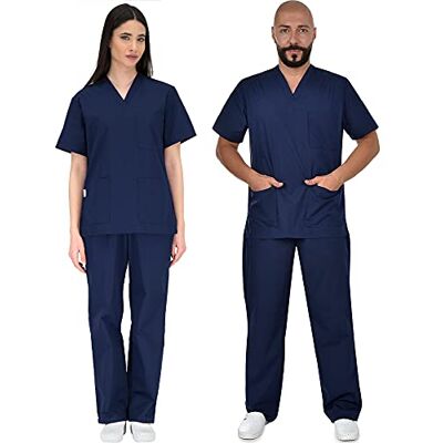 B-well Uniforme Médicale Unisexes Ensemble: Haut et Pantalons + Tunique Médicale Femme/Homme Tenue Aide Soignante Professionnelle Vêtement médical Bleu X-Small - Publicité B-well Uniforme Médicale Unisexes Ensemble: Haut et Pantalons + Tunique Médicale Femme/Homme Tenue Aide Soignante Professionnelle Vêtement médical Bleu X-Small - Publicité