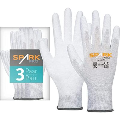 ACE Spark Pro Gant de travail 3 paires de gants de protection antistatiques pour le travail EN 388/16350-08/M (Lot de 3) - Publicité ACE Spark Pro Gant de travail 3 paires de gants de protection antistatiques pour le travail EN 388/16350-08/M (Lot de 3) - Publicité