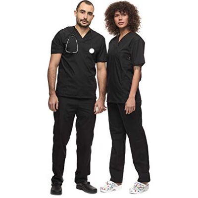 MAZALAT work wear Mazalat, Ensemble Uniforme médical Unisexe avec Tunique et Pantalon, Noir, L - Publicité MAZALAT work wear Mazalat, Ensemble Uniforme médical Unisexe avec Tunique et Pantalon, Noir, L - Publicité