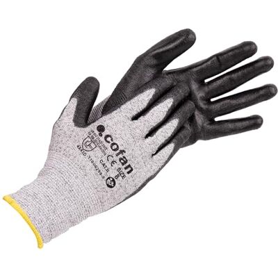 Cofan Gants anti-coupures ultra légers Niveau D HPPE + Revêtement PU noir EN 388 4X43D Pack de 12 paires de gants ou format unitaire Taille 9 Protection mécanique (1, 9) - Publicité Cofan Gants anti-coupures ultra légers Niveau D HPPE + Revêtement PU noir EN 388 4X43D Pack de 12 paires de gants ou format unitaire Taille 9 Protection mécanique (1, 9) - Publicité