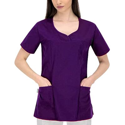 B-well INES Blouse Medicale Femme Manche Courte Tunique Médicale Blouse Pharmacie Uniforme Médical Blouse Estheticienne Col V 2 Poches Myrtille L - Publicité B-well INES Blouse Medicale Femme Manche Courte Tunique Médicale Blouse Pharmacie Uniforme Médical Blouse Estheticienne Col V 2 Poches Myrtille L - Publicité