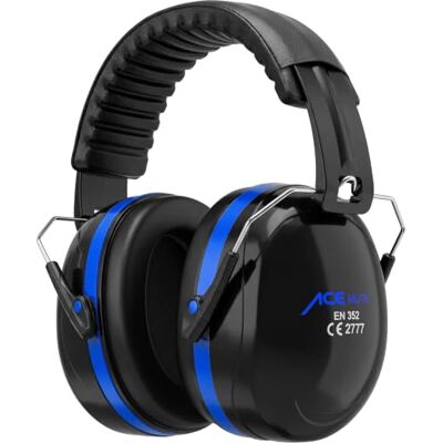 ACE Casque antibruit Mute Casque antibruit pour le travail et le tir sportif EN 352-1 Bleu - Publicité ACE Casque antibruit Mute Casque antibruit pour le travail et le tir sportif EN 352-1 Bleu - Publicité
