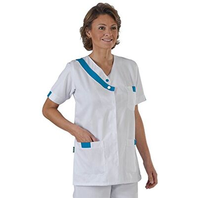 Hurry Jump Label Blouse Tunique médicale Femme Moderne Deux Couleurs Sergé 210 gramme Couleurs Blanc Turquoise Pressions calotée Lavage Machine 90 degrés ou Industriel T0-36 - Publicité Hurry Jump Label Blouse Tunique médicale Femme Moderne Deux Couleurs Sergé 210 gramme Couleurs Blanc Turquoise Pressions calotée Lavage Machine 90 degrés ou Industriel T0-36 - Publicité