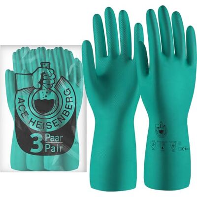 ACE Heisenberg 3 paires de gants chimiques Gants chimiques en nitrile EN 388/374-1/374-5 Vert 07/S - Publicité ACE Heisenberg 3 paires de gants chimiques Gants chimiques en nitrile EN 388/374-1/374-5 Vert 07/S - Publicité