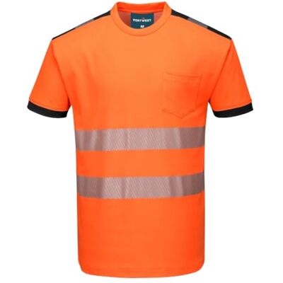 Portwest PW3 T181 T-Shirt Confortable en Coton Haute visibilité avec Bande Bande réfléchissante, respirante, col rond, confort en coton, haute visibilité, rail, entrepôt - Publicité Portwest PW3 T181 T-Shirt Confortable en Coton Haute visibilité avec Bande Bande réfléchissante, respirante, col rond, confort en coton, haute visibilité, rail, entrepôt - Publicité