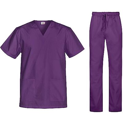 B-well Uniforme Médicale Unisexes Ensemble: Haut et Pantalons + Blouse Medicale Femme/Homme Tenue Aide Soignante Professionnelle Violet XS - Publicité B-well Uniforme Médicale Unisexes Ensemble: Haut et Pantalons + Blouse Medicale Femme/Homme Tenue Aide Soignante Professionnelle Violet XS - Publicité