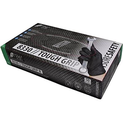 Nitras Lot de 50 gants jetables en nitrile avec adhérence optimisée TOUGH GRIP N (M, noirs) - Publicité Nitras Lot de 50 gants jetables en nitrile avec adhérence optimisée TOUGH GRIP N (M, noirs) - Publicité