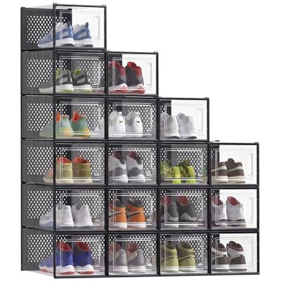 SONGMICS Boîtes à Chaussures, Rangement Chaussures en Plastique, Pliables et Empilables, pour Pointure Jusqu’à 47, Lot de 18, Transparent et Noir d'Encre LSP077B18 - Publicité SONGMICS Boîtes à Chaussures, Rangement Chaussures en Plastique, Pliables et Empilables, pour Pointure Jusqu’à 47, Lot de 18, Transparent et Noir d'Encre LSP077B18 - Publicité