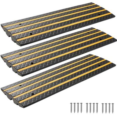 VEVOR Rampe de Trottoir, 65 mm, Rampe de Seuil en Caoutchouc, Lot de 3 Rampes d'Accès Antidérapantes, Charge 15 tonnes, avec Bandes Réfléchissantes Jaunes, pour Quai de Chargement, Entrepôt, Garage - Publicité VEVOR Rampe de Trottoir, 65 mm, Rampe de Seuil en Caoutchouc, Lot de 3 Rampes d'Accès Antidérapantes, Charge 15 tonnes, avec Bandes Réfléchissantes Jaunes, pour Quai de Chargement, Entrepôt, Garage - Publicité