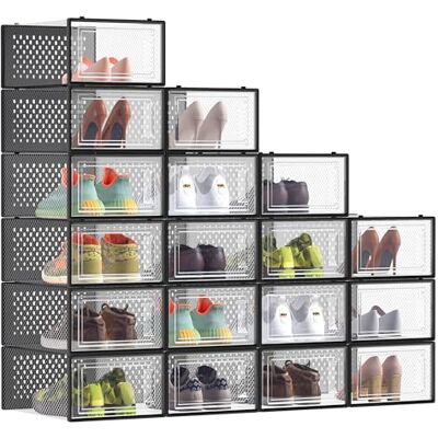 SONGMICS Boîtes à Chaussures, Rangement Chaussures en Plastique, Pliables et Empilables, pour Pointure Jusqu’à 43, Lot de 18, Transparent et Noir d'Encre LSP066B18 - Publicité SONGMICS Boîtes à Chaussures, Rangement Chaussures en Plastique, Pliables et Empilables, pour Pointure Jusqu’à 43, Lot de 18, Transparent et Noir d'Encre LSP066B18 - Publicité