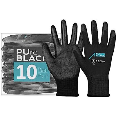 ACE PUre Black Lot de 10 paires de gants de protection sensibles pour le travail EN 388-07/S - Publicité ACE PUre Black Lot de 10 paires de gants de protection sensibles pour le travail EN 388-07/S - Publicité