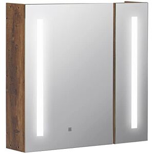 kleankin Armoire de Toilette avec Miroir Lumineux LED Meuble Salle de Bain 2 Portes avec 3 Niveaux 70 x 15 x 65 cm Aspect Bois - Publicité
