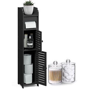 Hearth & Harbor Meuble de Rangement Portes pour Papier Toilette Armoire Poser au Sol avec 2 bocaux décoratifs d'apothicaire, étagère de Salle de Bain, Polychlorure de Vinyle, Noir - Publicité Hearth & Harbor Meuble de Rangement Portes pour Papier Toilette Armoire Poser au Sol avec 2 bocaux décoratifs d'apothicaire, étagère de Salle de Bain, Polychlorure de Vinyle, Noir - Publicité