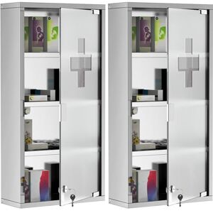 HOMCOM Lot de 2 Armoires à Pharmacie à 4 Niveaux, Porte Verre trempé, Symbole Croix, Acier Inoxydable brossé, 30L x 12l x 60H cm, Argenté - Publicité HOMCOM Lot de 2 Armoires à Pharmacie à 4 Niveaux, Porte Verre trempé, Symbole Croix, Acier Inoxydable brossé, 30L x 12l x 60H cm, Argenté - Publicité