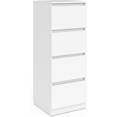 IDMarket Meuble d'appoint 4 tiroirs TOMI Bois Blanc Longeur 30 x Largeur 30 x Hauteur 80 cm, chiffonnier pour entrée salle de bain - Publicité IDMarket Meuble d'appoint 4 tiroirs TOMI Bois Blanc Longeur 30 x Largeur 30 x Hauteur 80 cm, chiffonnier pour entrée salle de bain - Publicité